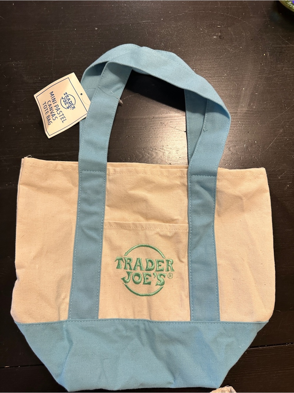 Trader Joe’s Pastel Blue & Cream Mini Tote Bag